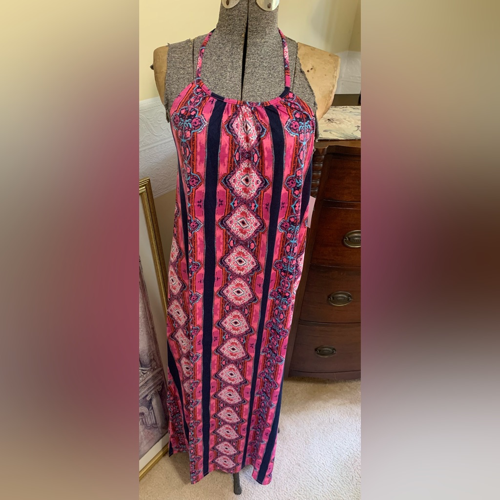 Pink Paisley Dress Women’s Size Large Sleeveless Knit Racerback 100% Cotton New